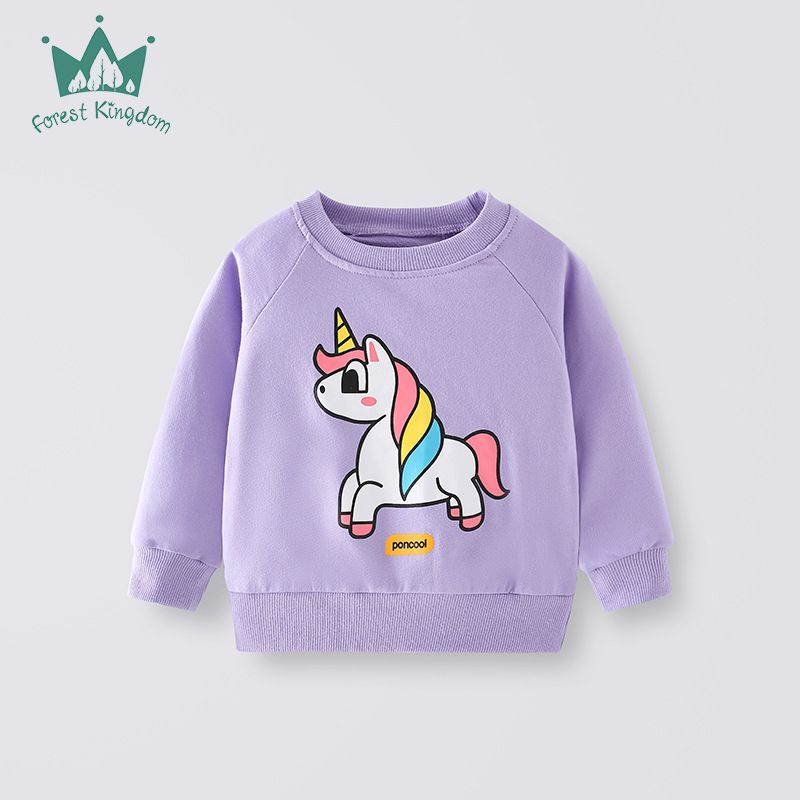 Forår og efterår hættetrøje til piger Medium børnehalsudskæring langærmet uldcirkel hættetrøje børnetrøje_voghion.com