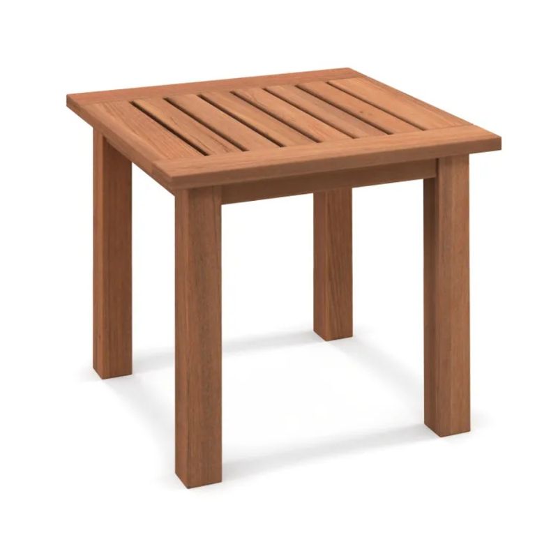 Slatted Patio With Hardwood Table Tabletop Square Side_voghion.com