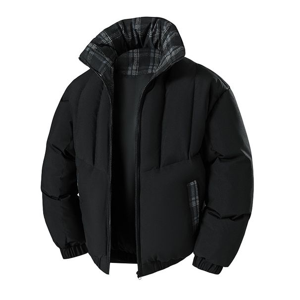 Heren winterjas met gewatteerde kraag, dikke polyester jas, modieuze casual bovenkleding voor een stedelijke stijl_voghion.com