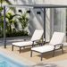 Chaise longue de patio avec coussin en coton, chaise longue inclinable réglable en aluminium antirouille pour piscine, coussin beige imperméable_voghion.com