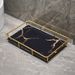 Elegant Bathroom Vanity Tray - Modern Single-Tier Makeup Organizer With Gold Accents For Countertop & Sink Area (Large/Small, Black/White Gold)_voghion.com