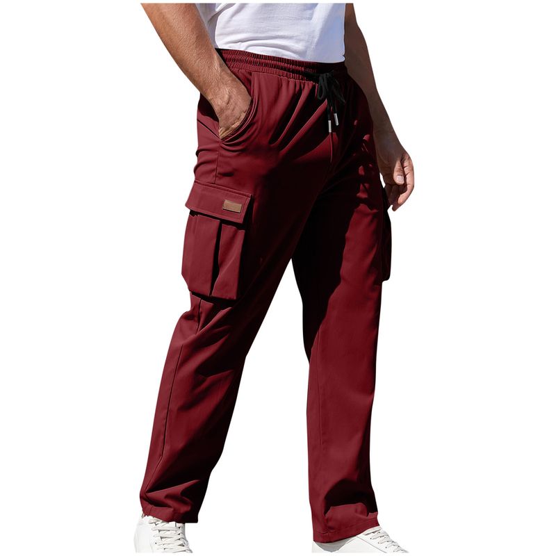 Herrenbekleidung Herren Casual Loose Straight Workwear Kordelzug Multi Pocket Hose_voghion.com