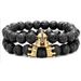 Spartan Zircon Helmet Crown Set Bracelet Cross Volcanic Stone Bracelet_voghion.com