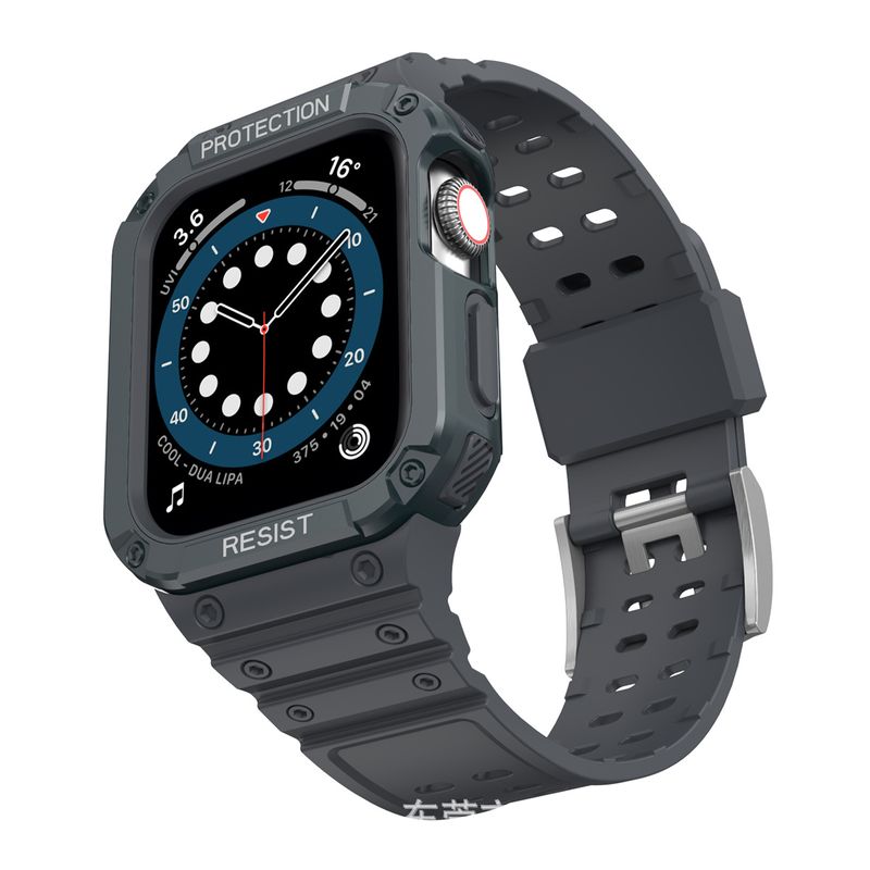 Suitable for Apple Watch integrated watch strap iwatchS9876543 contrast color silicone watch strap wholesale TPU + PC shell_voghion.com
