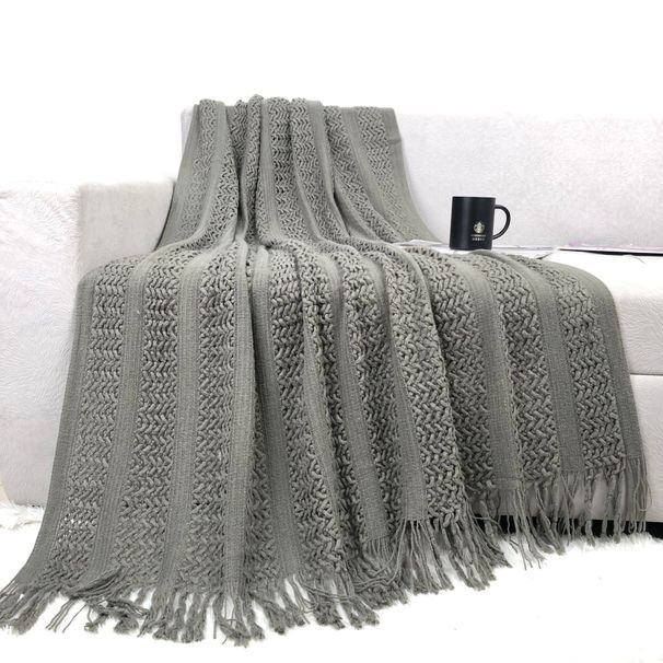 Coperta in maglia a trecce - Coperta in acrilico con design geometrico nordico per divano, letto e arredamento, 500-700 g, diversi colori e misure_voghion.com
