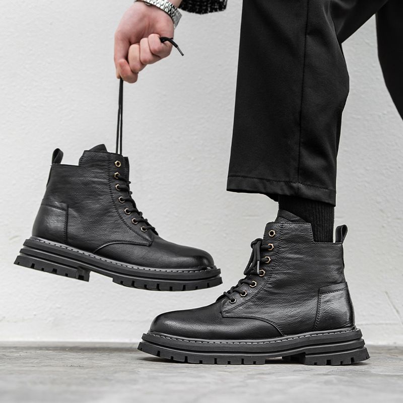 Martin Shoes Heren Rabarber Laarzen Koeienhuid Retro Tooling Herenschoenen_voghion.com