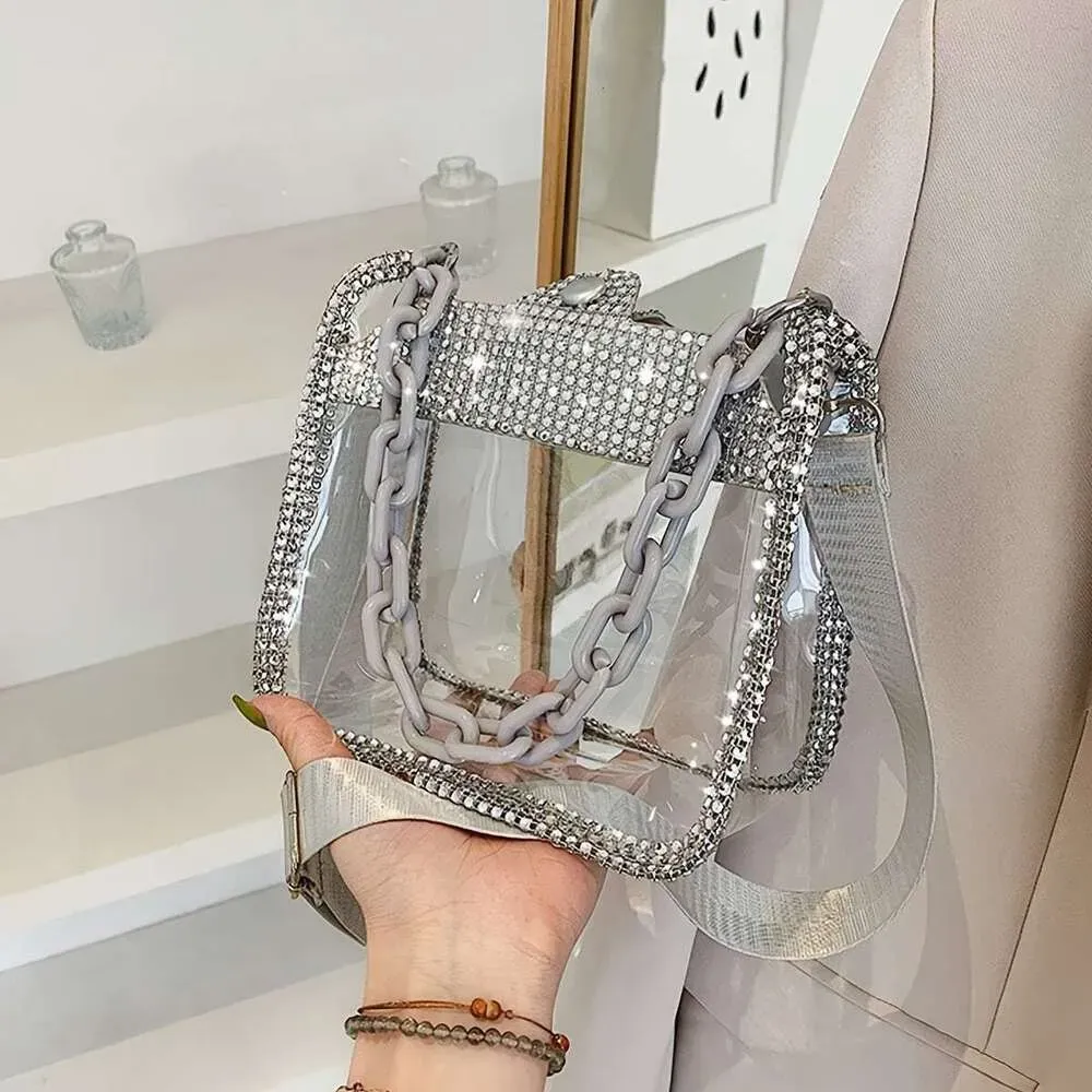 Trendy Rhie Decor Square Transparent Ing Shoulder Bag, With Acrylic Strap Women's Handbag And For Music Festival 4 53b02_voghion.com