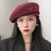 Autumn Winter New Versatile Beret Hat For Women, Face-Shaping, Small Face Effect, Korean Style, Simple Suede Design,_voghion.com