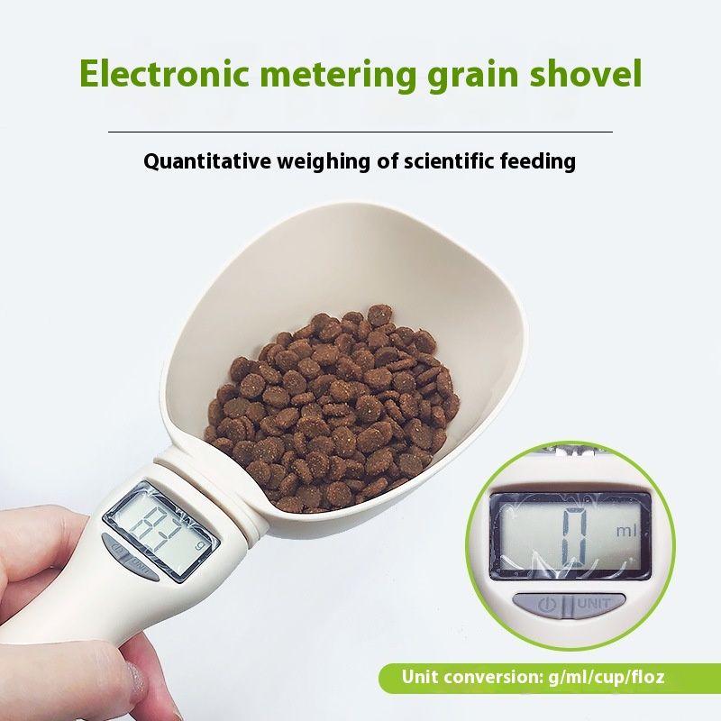 Pet cat automatic weighing measuring dog plastic spoon, food shovel for cats and dogs_voghion.com