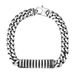 Sterling Silver Gunmetal Finish Cuban Link ID Style Bracelet_voghion.com