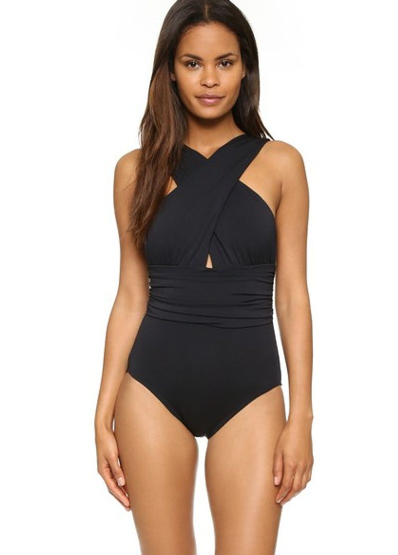 European And American Hot Selling Solid Color Bikini Swimsuit Sexy Deep V Cross Strap One Piece Swimsuit Wholesale_voghion.com