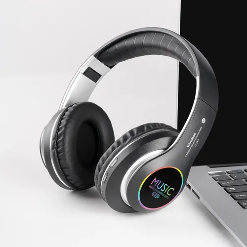 Wireless Bluetooth Headphones Foldable LED Light Stereo Bass Headset With Built-in Microphone, 8H Playtime, Dual Mode (BT/TF), For Sports Gaming Music_voghion.com