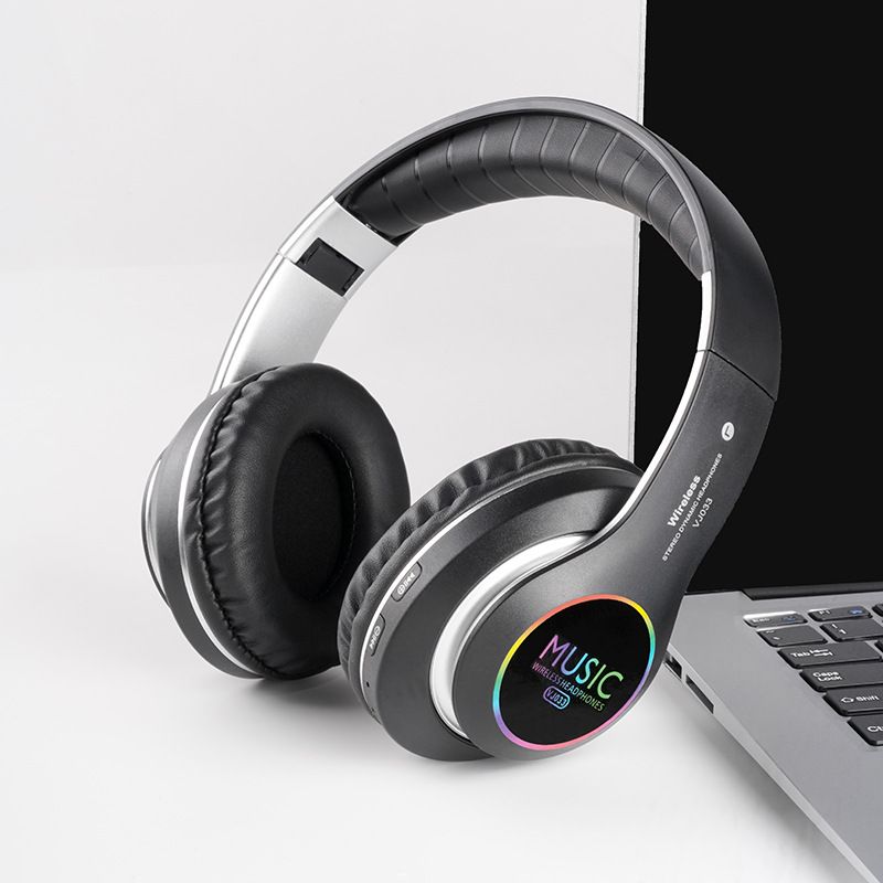 Wireless Bluetooth Headphones Foldable LED Light Stereo Bass Headset With Built-in Microphone, 8H Playtime, Dual Mode (BT/TF), For Sports Gaming Music_voghion.com