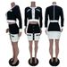 Women's black and white stripes with buttons two-piece set_voghion.com