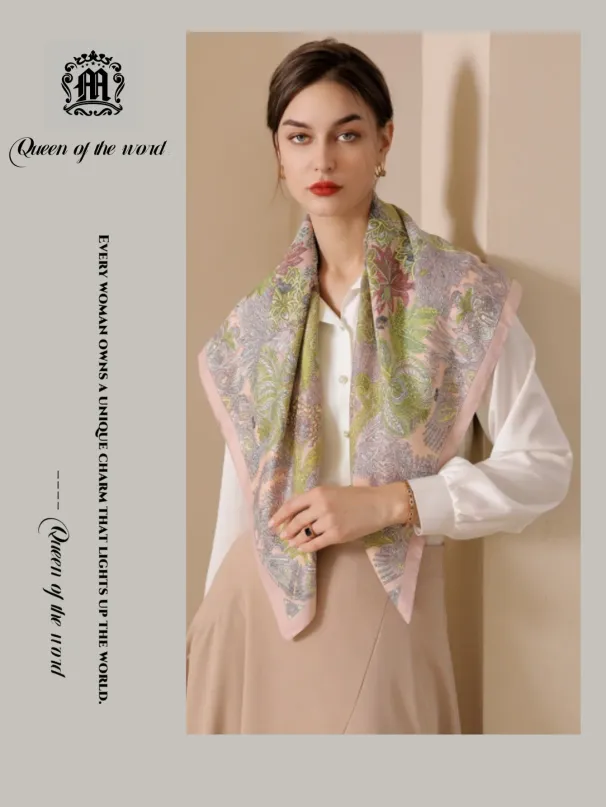 Queen Of The Word 2 Sciarpe da donna oversize con stampa a pois e bottoni - Seta di gelso liscia_voghion.com