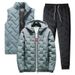 Herren-Winter-Pufferjacken-Set mit Kapuze – 3-teiliger Steppmantel mit Weste und Jogginghose_voghion.com