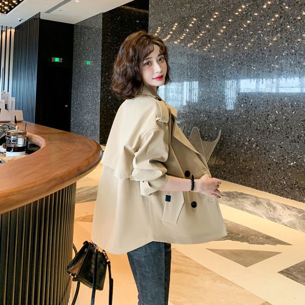 Temperament Short Windbreaker Women's Korean Version Suit Collar Long Sleeved Top Spring And Autumn New Loose_voghion.com