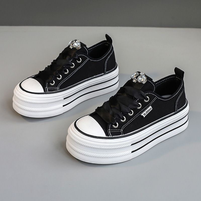 Br608 Neue weiße Sneaker für Damen, atmungsaktive Sommerschuhe aus Canvas mit dicker Sohle, die die Körpergröße erhöhen_voghion.com