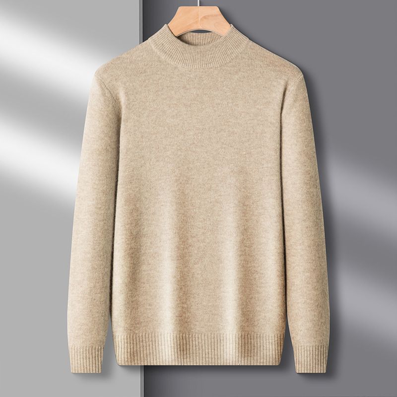 Men's Clothing Autumn And Winter New Style Half Turtleneck Wool Sweater Men's Casual Solid Color Inner Wear Warm Base Knitted Sweater Men's Clothing_voghion.com