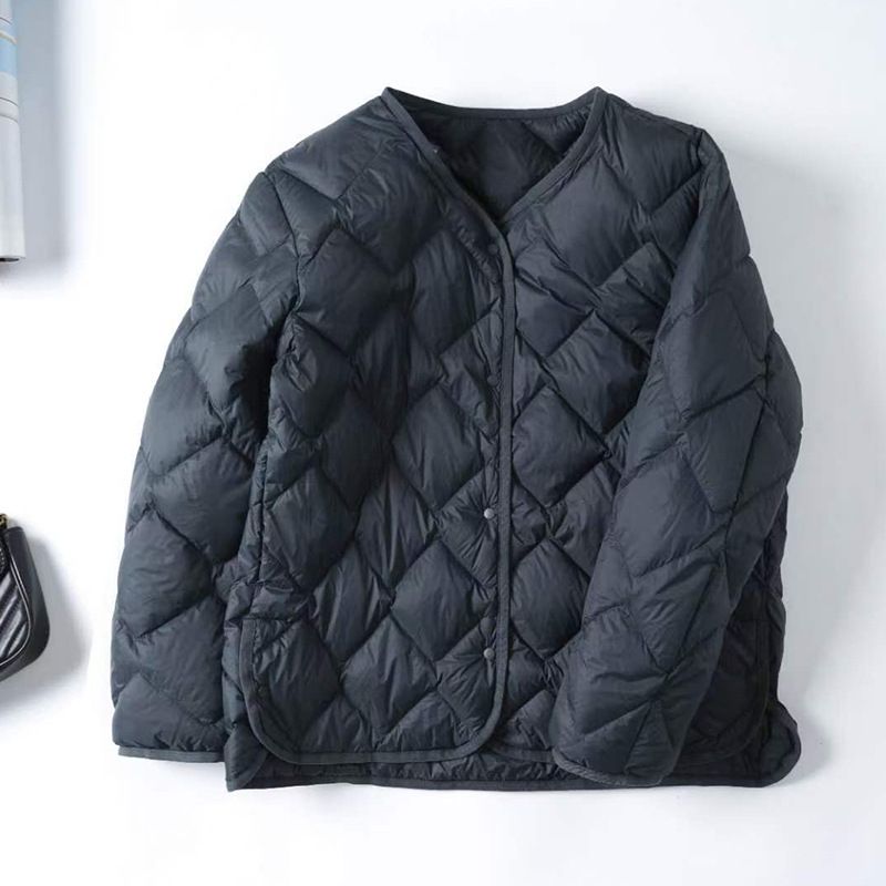 Leichte, gesteppte Daunenweste für Damen – Füllung aus weißen Entenfedern, schmale Passform, V-Ausschnitt, lässige Oberbekleidung für Herbst und Winter_voghion.com