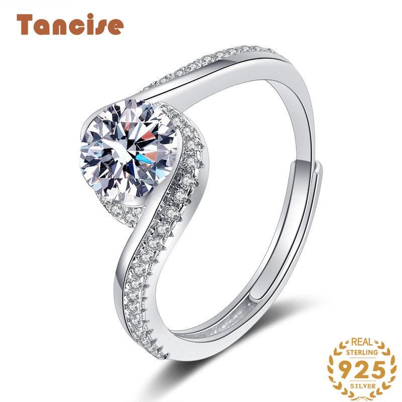 Tancise klasszikus moissanite ezüst gyűrű női ékszer esküvői ígéret party ajándék_voghion.com