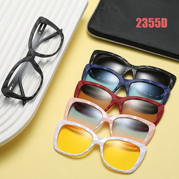Nuovi arrivi 6 in 1 montatura per occhiali da donna con 5 pezzi clip su occhiali da sole polarizzati occhiali magnetici da donna computer ottico 2355D_voghion.com