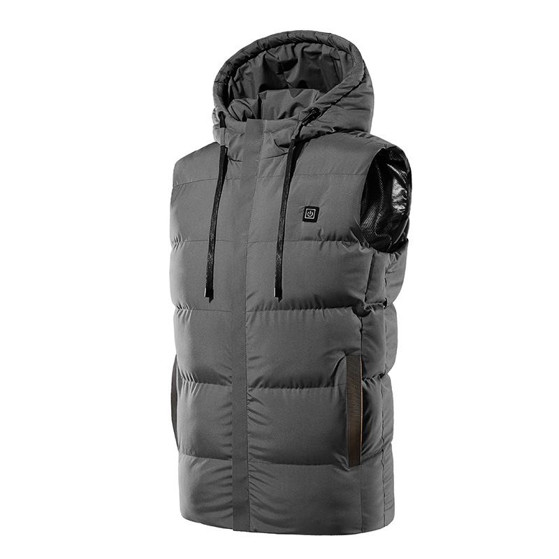  seven-zone heating vest autumn and winter warm jacket USB charging smart heating hooded cotton vest_voghion.com