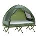 2-Person Foldable Camping Cot, Portable Outdoor W/ Bedspread & Thick Air Mattress, 4-In-1 Elevated Camping Bed Tent For Hiking, Picnic, Green_voghion.com