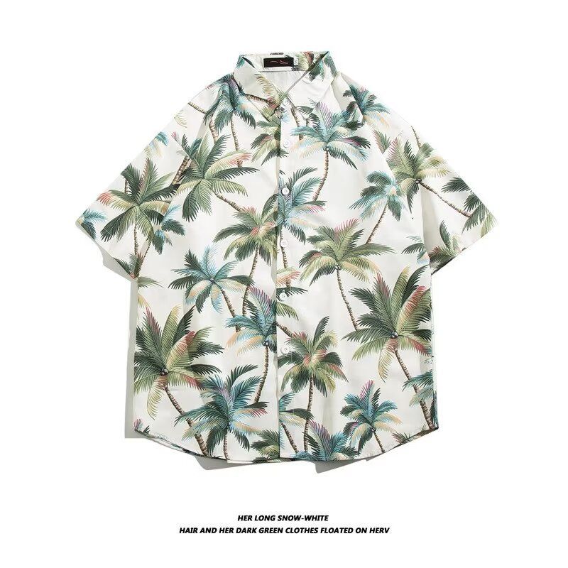 Herenkleding strand shirt heren korte mouw zomer Sanya kust vakantie herenkleding Thaise retro Hong Kong stijl bloemen voering kleding_voghion.com
