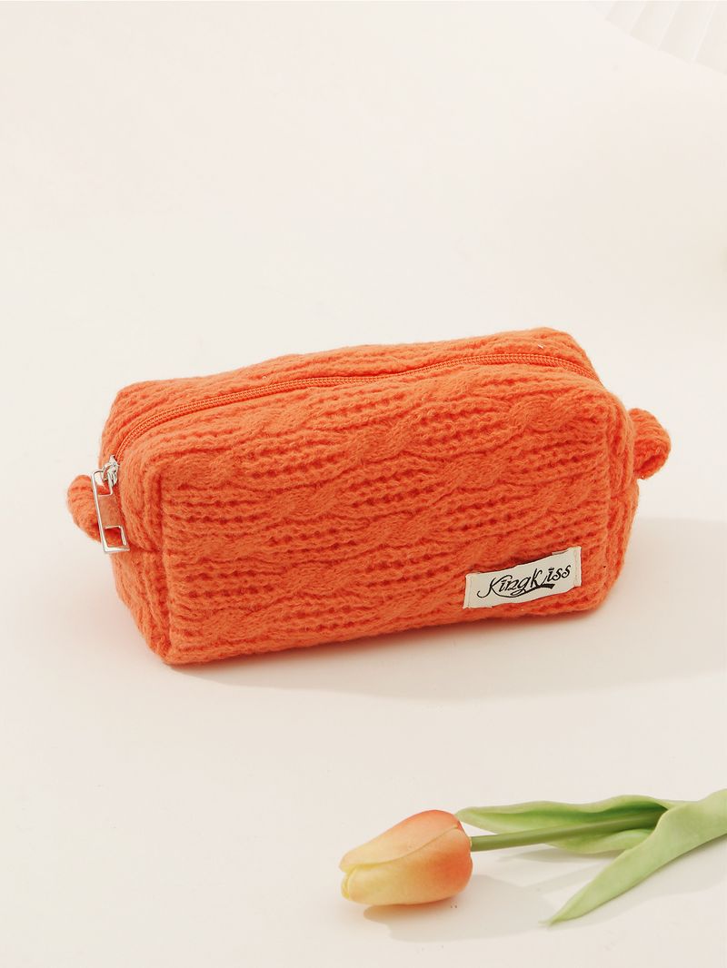 Knit Makeup Pouch - Small & Spacious Wristlet Bag (Campus Style For Travel & School)​​_voghion.com