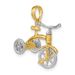 14k Two-tone 3-D Tricycle W/ Moveable Handlebars And Wheels Charm_voghion.com