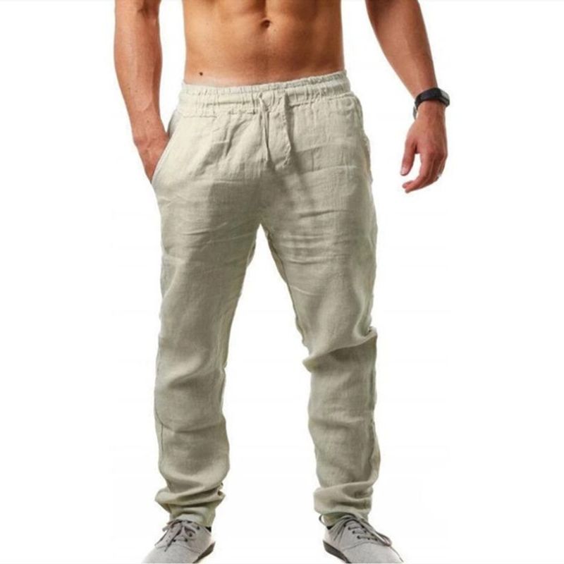 Pantalon de sport décontracté ample en coton et lin respirant pour hommes, nouvelle collection d'été hip-hop_voghion.com