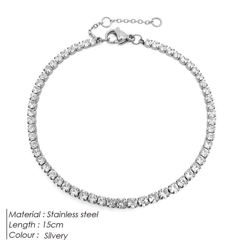eManco Fashion Einreihiger Diamant Rund Zirkon Tennis Armband Armreif Schmuck_voghion.com