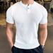 Herrenbekleidung Muster Textur Lässiges T-Shirt mit einfachem Kragen Einfarbig Locker Vielseitiger Kurzarmpullover_voghion.com