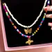 Collane con ciondolo 2 pezzi/set collana con perline a forma di farfalla e ape in oro per donna filo di perline di semi acrilici bianchi colorati_voghion.com