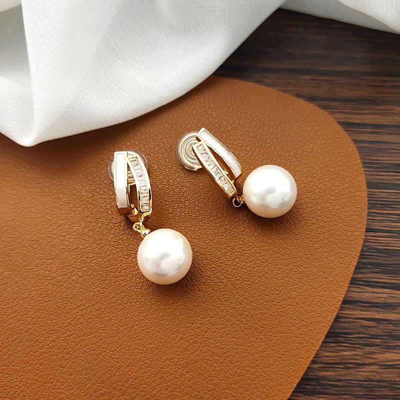 Ταμπεραμέντο Γαλλικό στυλ χωρίς τρύπημα αυτί, κουνουπιέρα, κλιπ αυτιού, μαργαριταρένια σκουλαρίκια για γυναίκες, μακριά σκουλαρίκια κρύου στυλ, απλά σκουλαρίκια_voghion.com