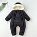 Winter Baby Jumpsuit With Fleece Lining – Double-Zipper Hooded Romper For Boys & Girls (66-100cm, Black/Pink/Light Blue)_voghion.com