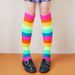 Scaldamuscoli colorati arcobaleno, nuovi, JK Girl, gonna corta, calzini in pile Lolita abbinati_voghion.com