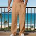 Autumn New American Style Loose Linen Casual Trendy Pleated Simple Breathable Straight Long Pants For Men_voghion.com
