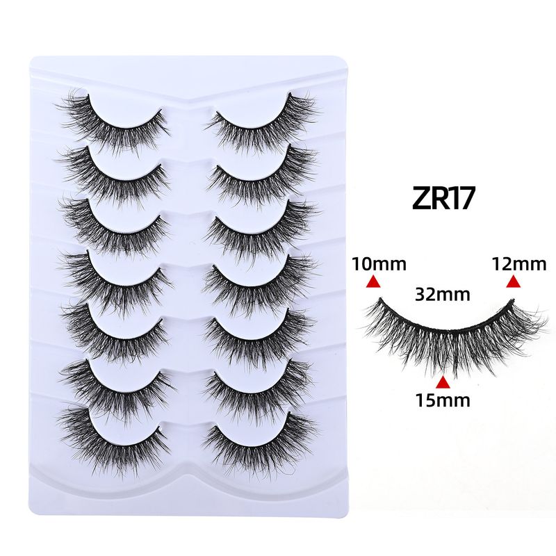 7 paires de faux cils œil de chat, fins, naturels et duveteux, en forme de trompette, allongeant la queue des yeux._voghion.com