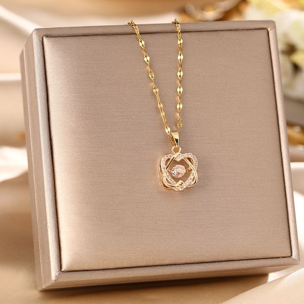 Dynamische Doppelhalskette aus Titanstahl mit Kreuzspiegel, weiblicher Persönlichkeit und pulsierendem Herzanhänger, High-End_voghion.com