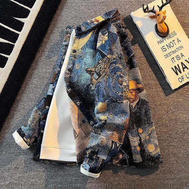 Herrenhemd mit Vintage-Ölgemälde-Print – Übergroßes, lässiges Button-Up (M-3XL, künstlerisches Blumendesign)_voghion.com