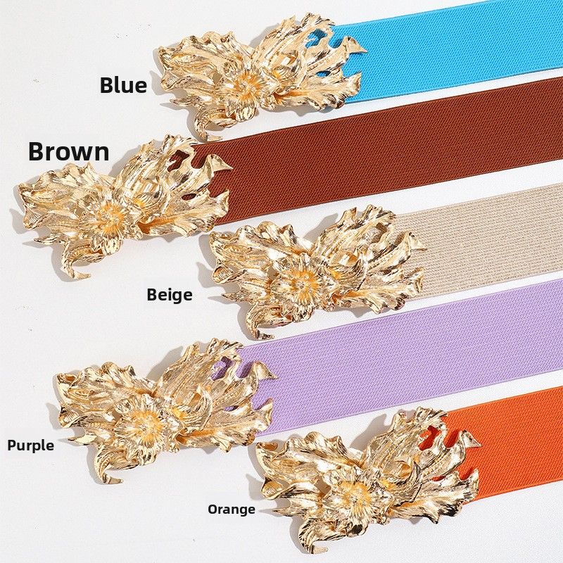 Taille Einfache Elastische Gewebte Stretch Mode Gold Thread frauen Gürtel Fabrik_voghion.com