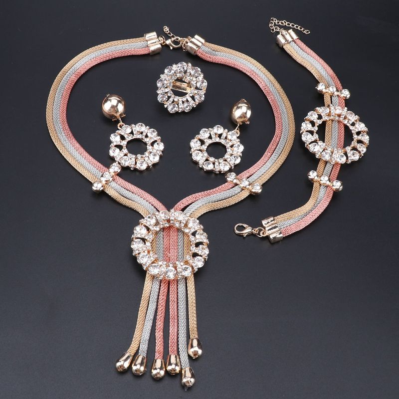 Bridal Gift Nigerian Wedding African Beads Dubai Crystal Costume Design 3 Colors Necklace Bracelet Ring Jewelry Set_voghion.com