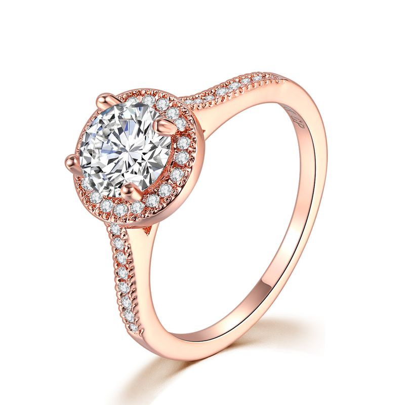 Misty Moon Klassischer Verlobungsring für Damen, Micro-Set, AAA-Zirkon vergoldet, Platin-Diamant-Ring, Schmuck_voghion.com
