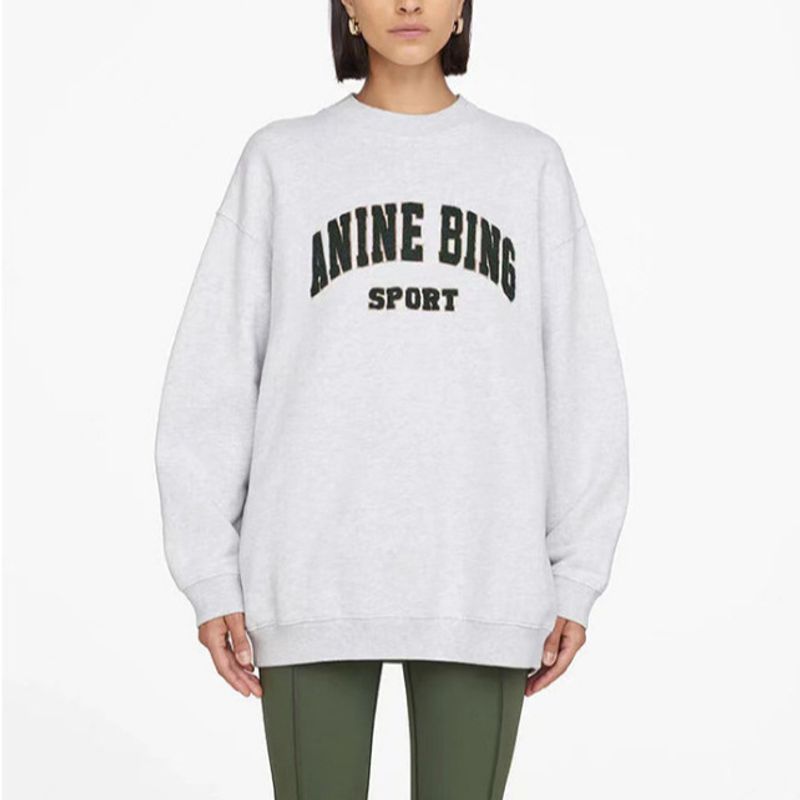 Sweat-shirt classique brodé de lettres pour femme - Sweat à capuche oversize avec motif AB pour un style décontracté et streetwear_voghion.com