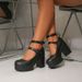 Scarpe Mary Jane da donna con tacco grosso, plateau e fibbia regolabile - Comode décolleté con punta tonda per abbigliamento casual_voghion.com