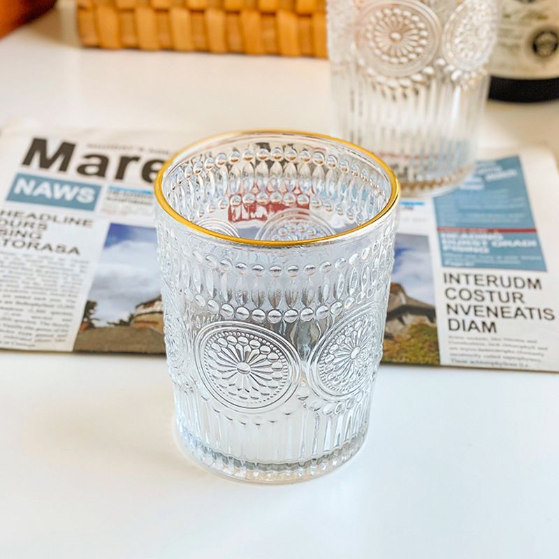 Tazza in vetro a forma di girasole con finiture dorate – Tazza in borosilicato intagliata a mano per caffè e tè, resistente al calore e pronta come regalo (350 ml, uso ufficio/casa)_voghion.com