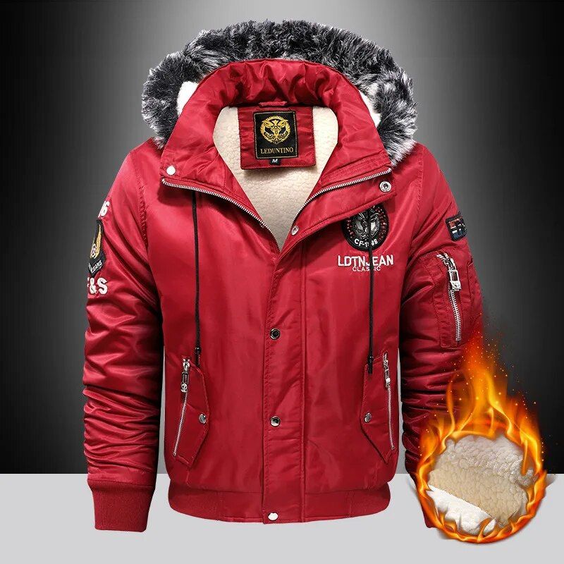 Dicke Herbst Parka Fleece Mit Kapuze Männer Winter Jacke Stickerei Bomber Jacken Herren Veet Casual Warmen Mantel_voghion.com