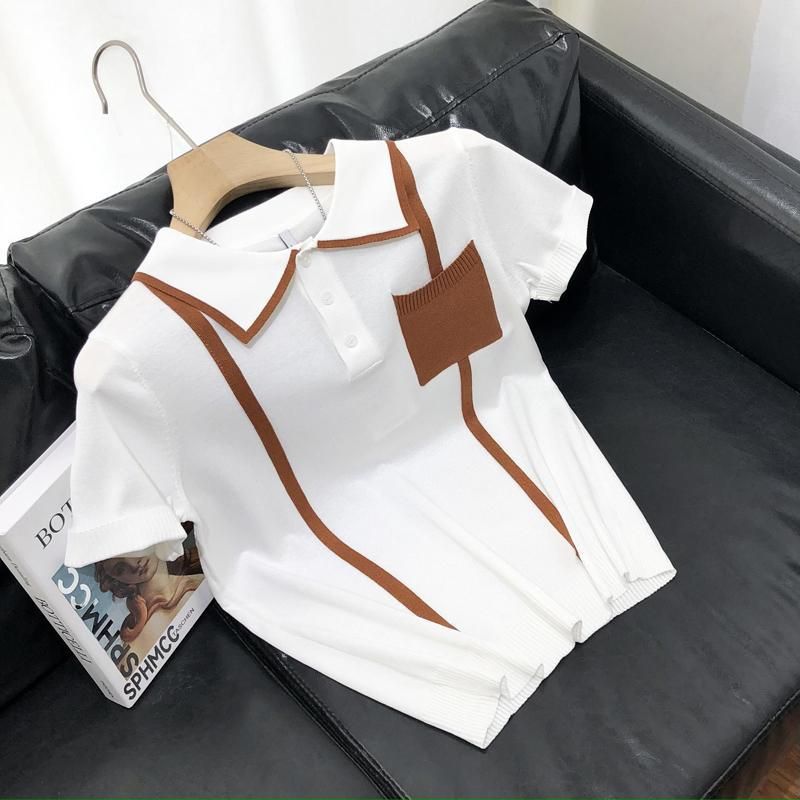 Herretøj Sommer Tynd Strikket Kortærmet Herrepoloshirt Med Revers Issilke T-shirt Ungdom Halværmet Sweater Herre Slim Fit_voghion.com
